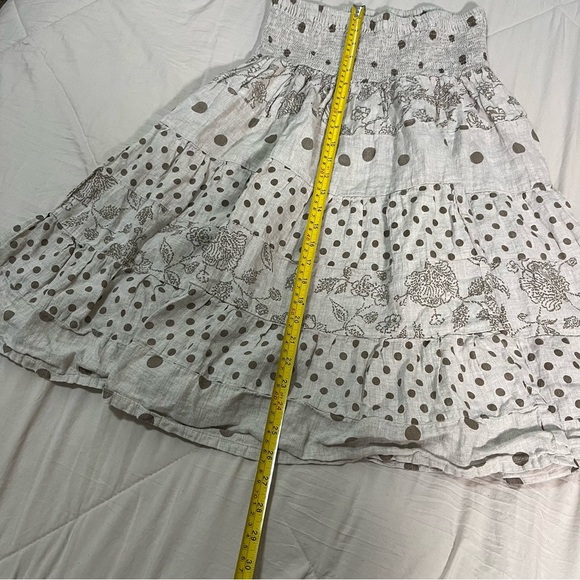 Made in Italy Women’s Italian Linen Smocked Ruched Tiered Feminine Midi Skirt - Picture 4 of 6